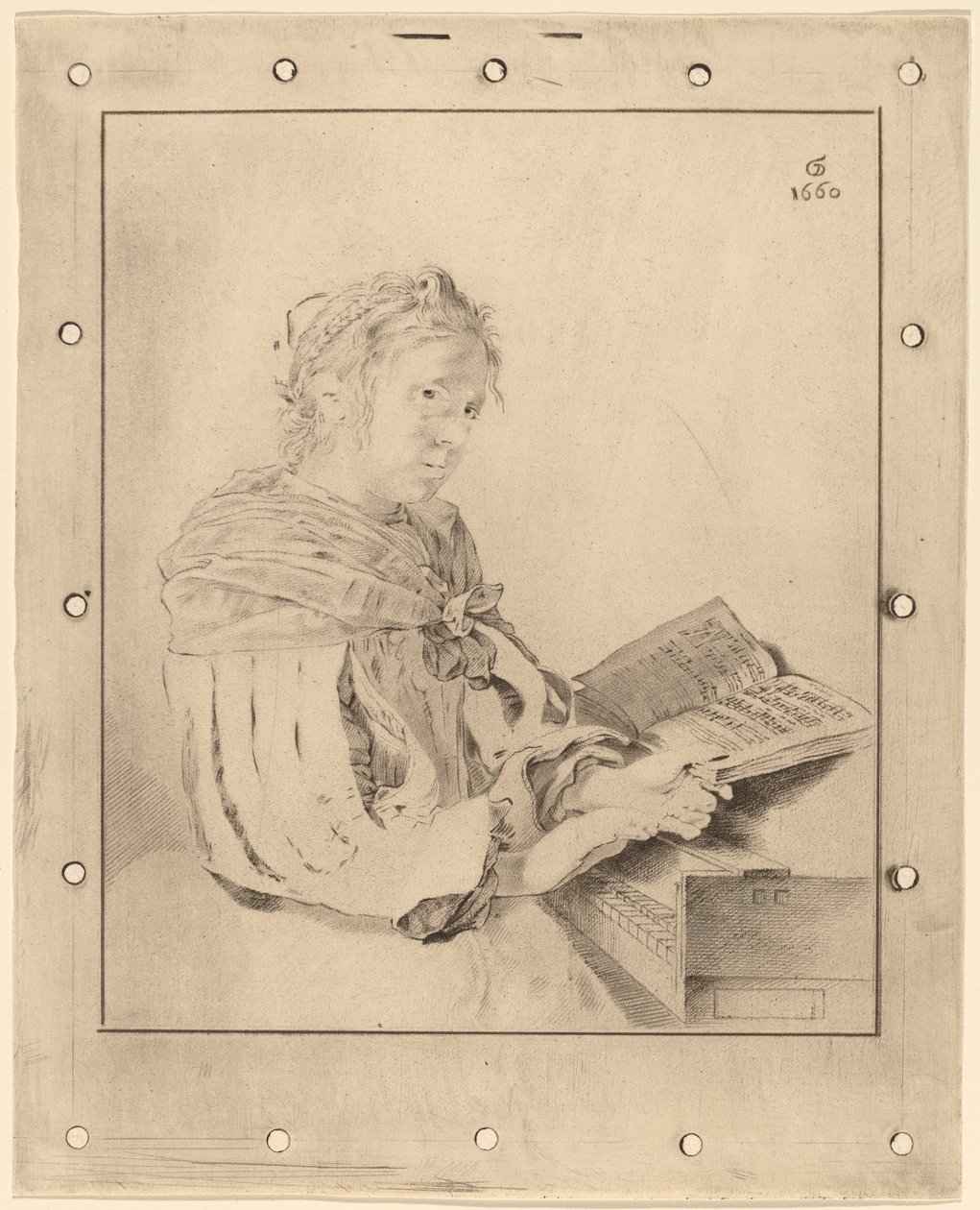 Ung flicka vid tangentbordet, 1767. av Johannes Kornlein