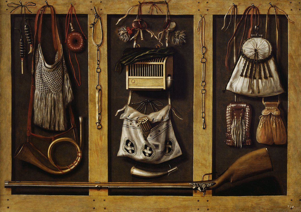 Stilleben med jaktutrustning, ca. 1660. av Johannes, Leemans