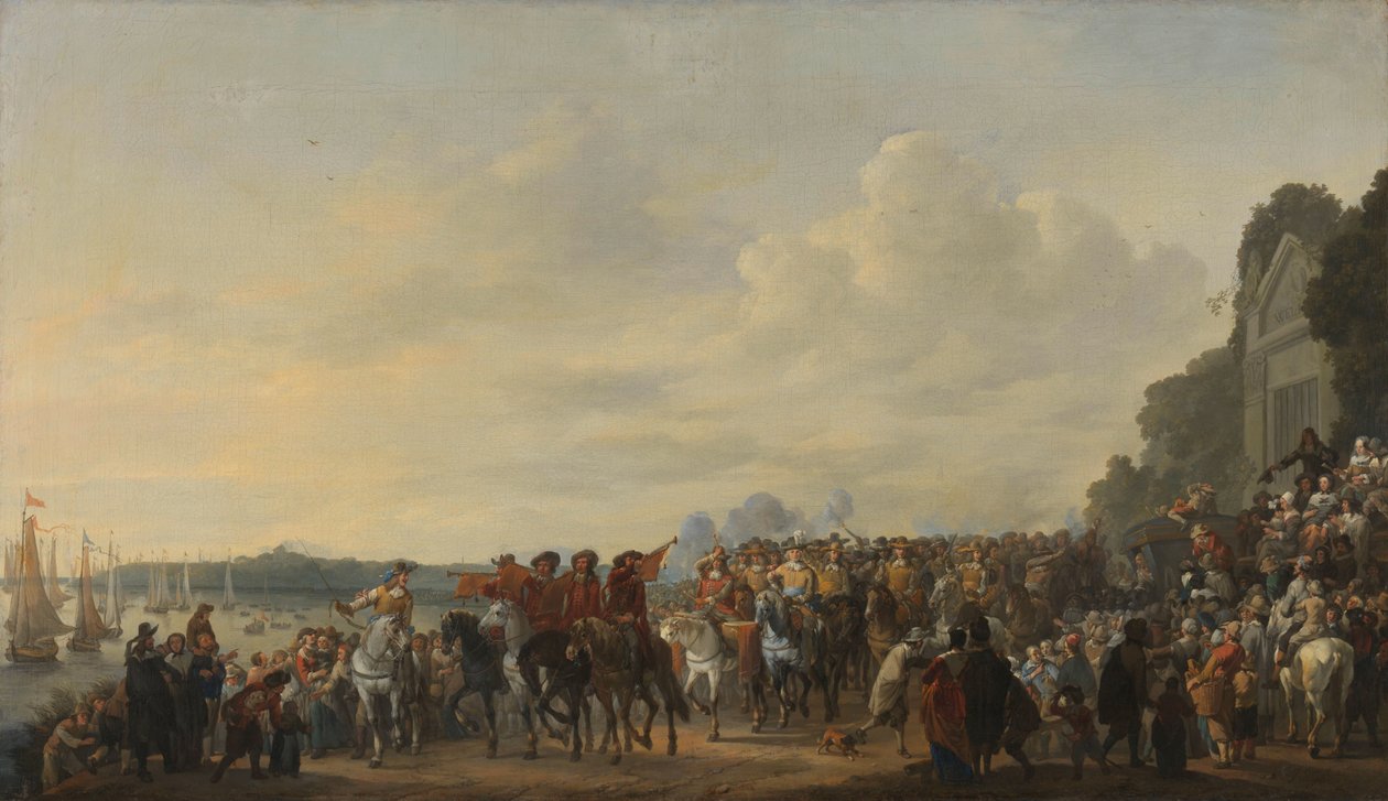 Prins William II:s ankomst till Estate Welna på Amstel under attacken mot Amsterdam, 31 juli 1650 av Johannes Lingelbach