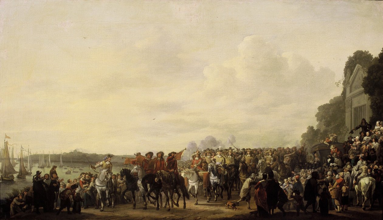 Karl II stannar vid gården Wema on the Rotte på sin resa från Rotterdam till Haag, 25 maj 1660 av Johannes Lingelbach