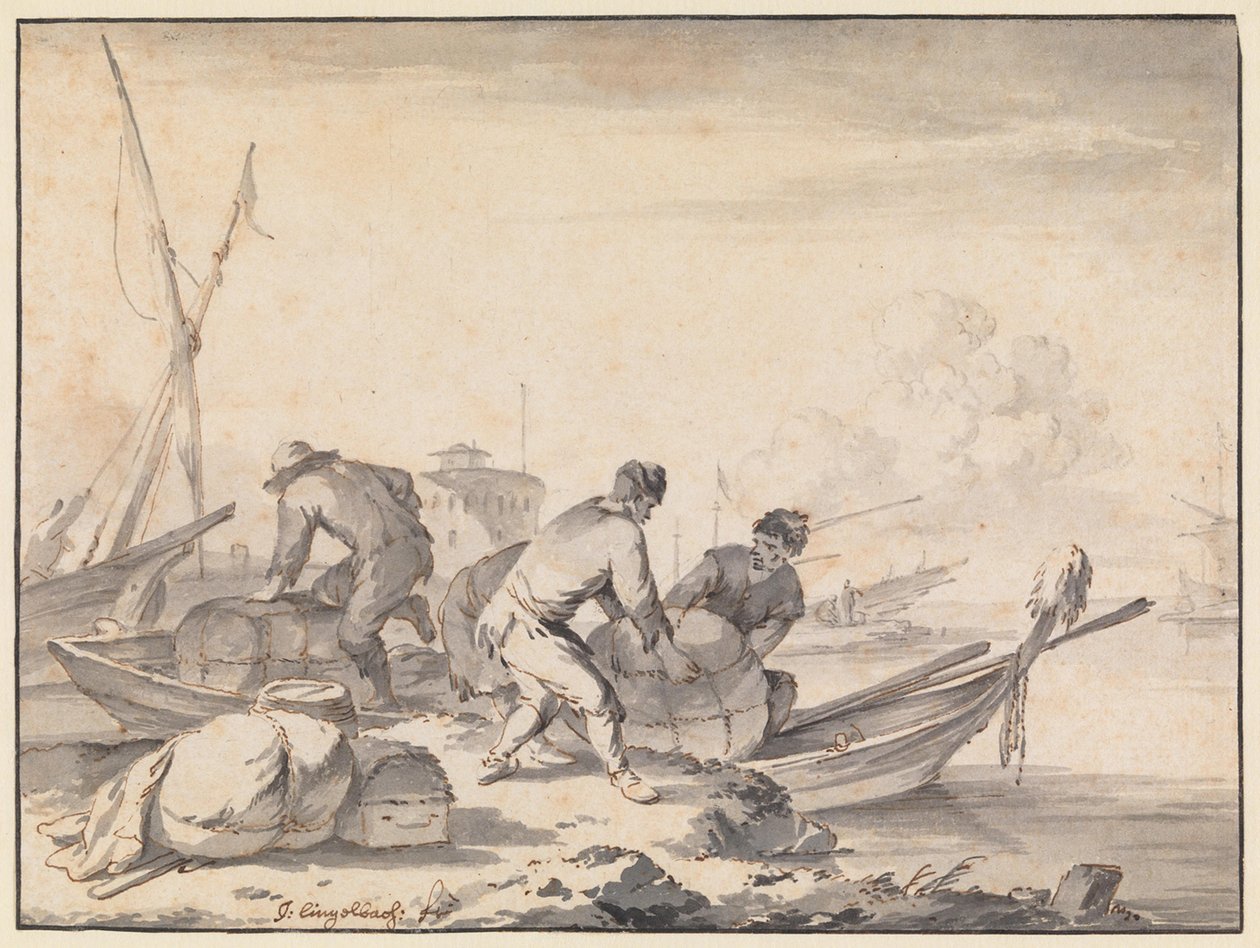 Italiensk hamn av Johannes Lingelbach