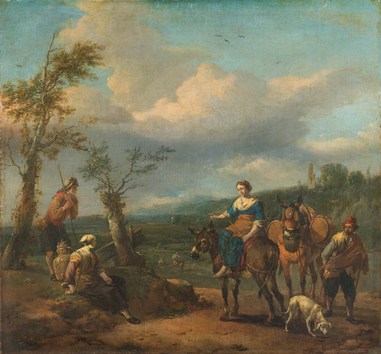 Italienskt landskap med figurer av Johannes Lingelbach