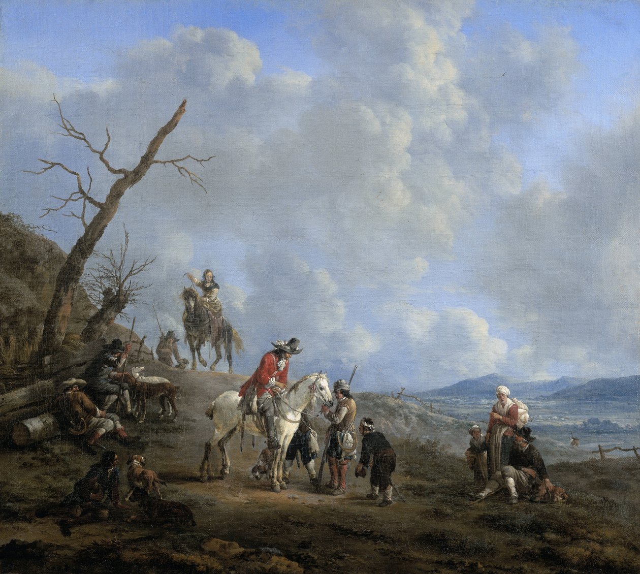 Landskap med ryttare, jägare och bönder av Johannes Lingelbach