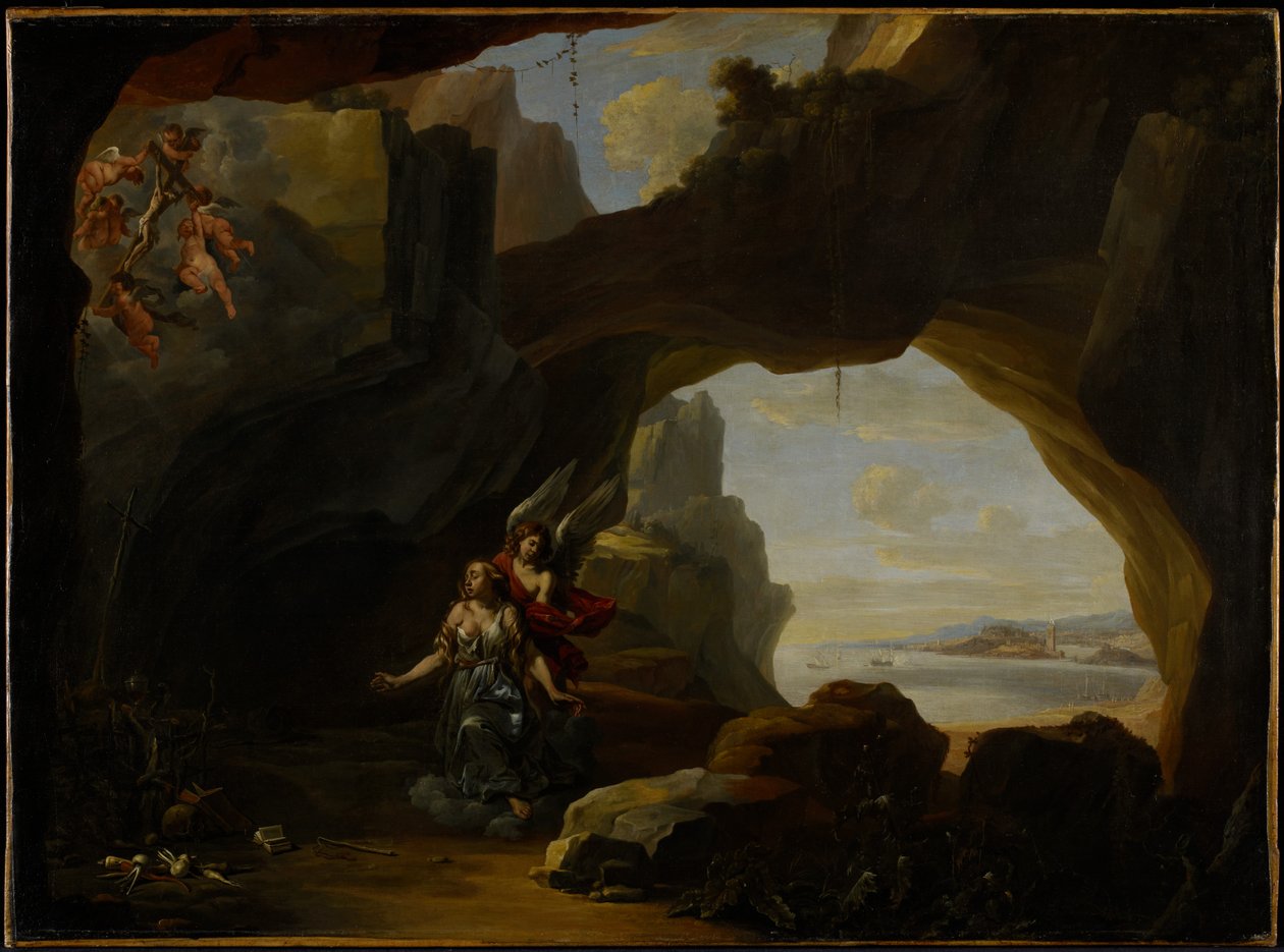 Magdalen i en grotta, ca 1650 av Johannes Lingelbach