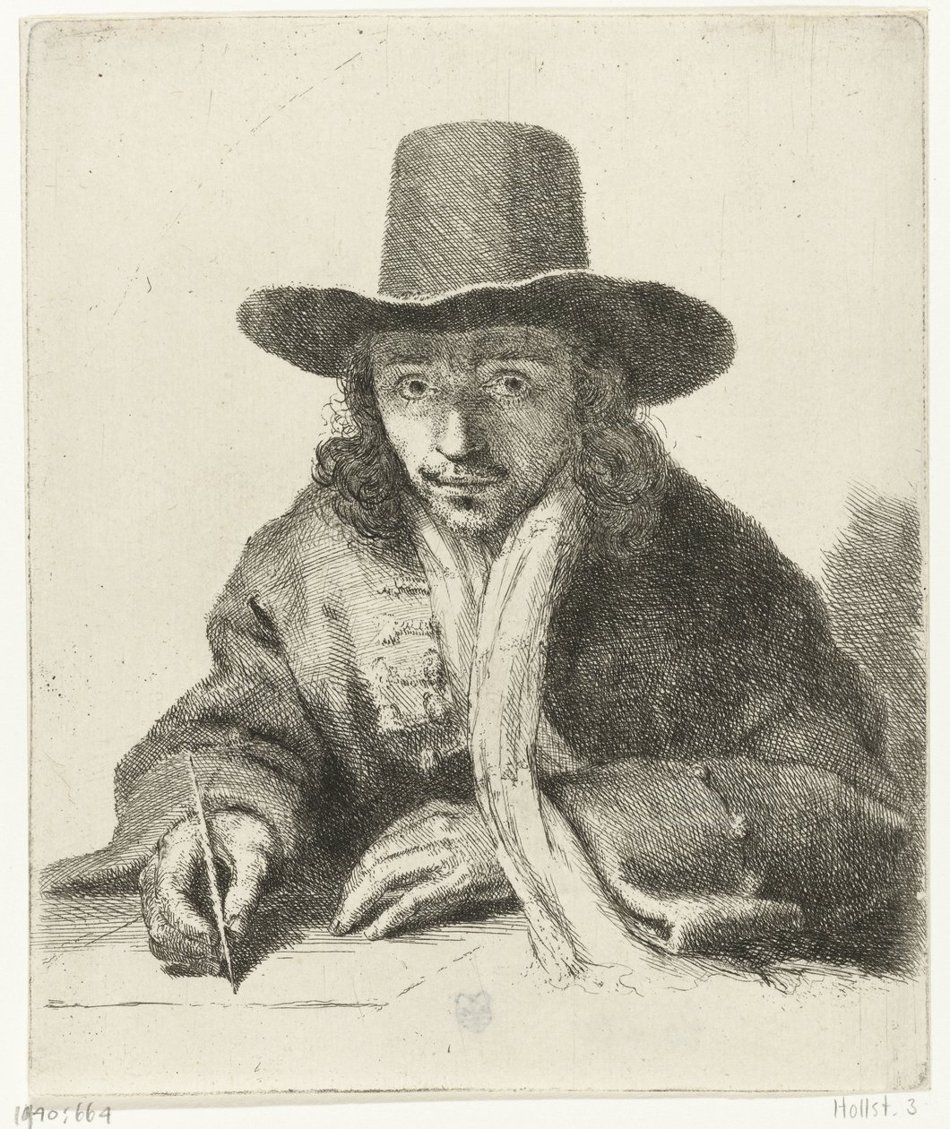 Självporträtt av Johannes Lutma, teckning av Johannes  Lutma