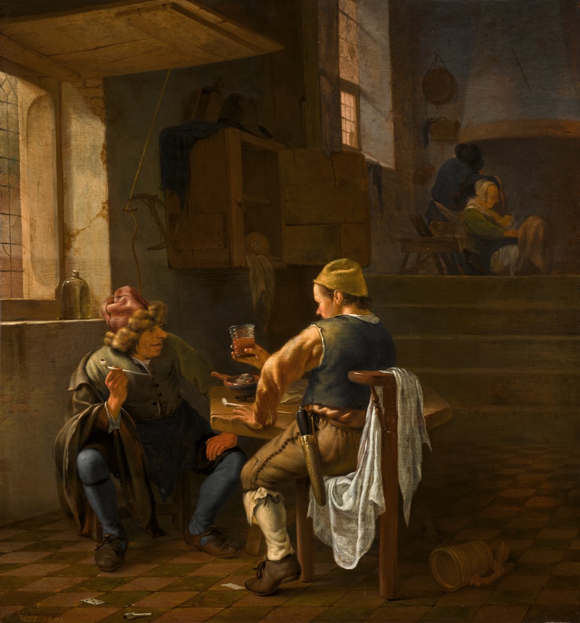 En tavernascen med bönder som röker och dricker av Johannes Natus