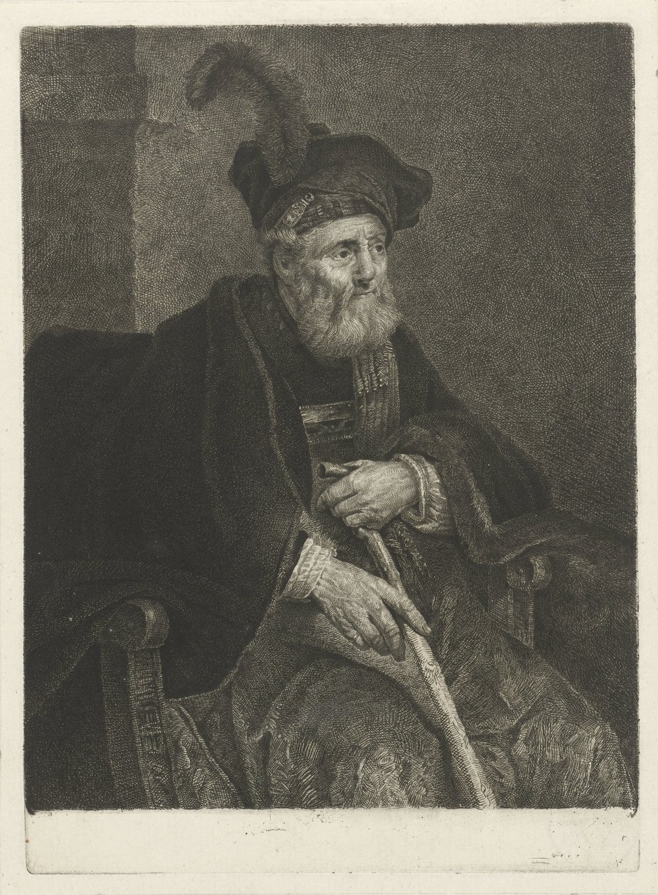 Porträtt av en okänd gammal man i en stol av Johannes Pieter de Frey