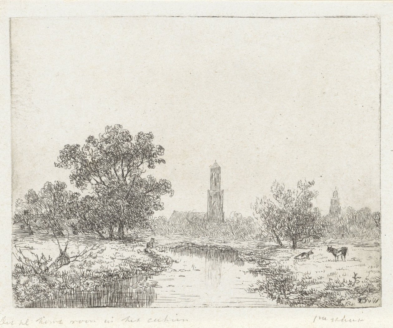 Utsikt över Utrecht(?) av Johannes Pieter van Wisselingh