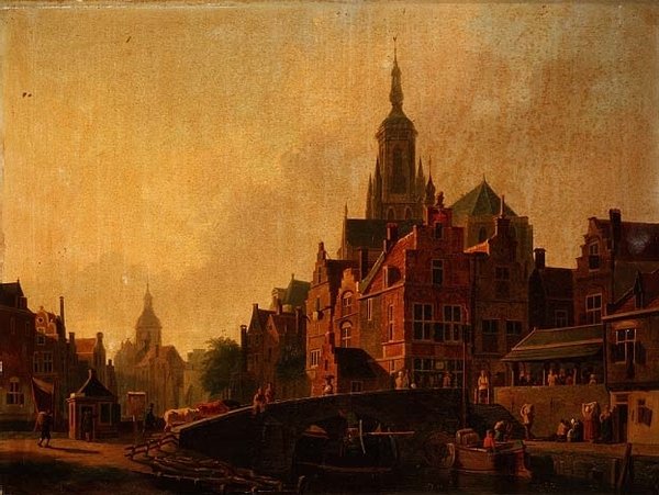 En holländsk stadsscen av Johannes Rutten
