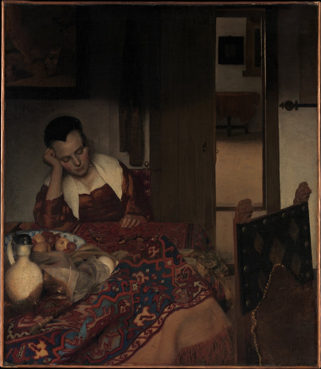 Ein schlafendes Mädchen av Johannes Vermeer