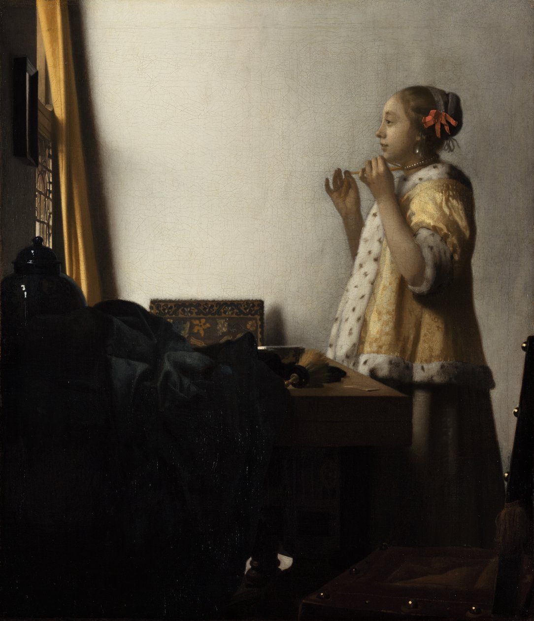 Ung kvinna med pärlhalsband av Johannes Vermeer