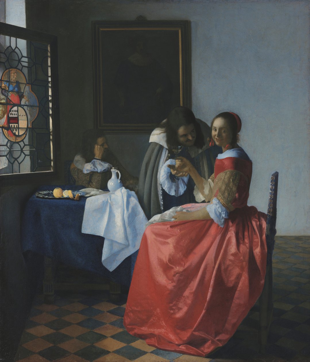 Ung kvinna med ett vinglas av Johannes Vermeer