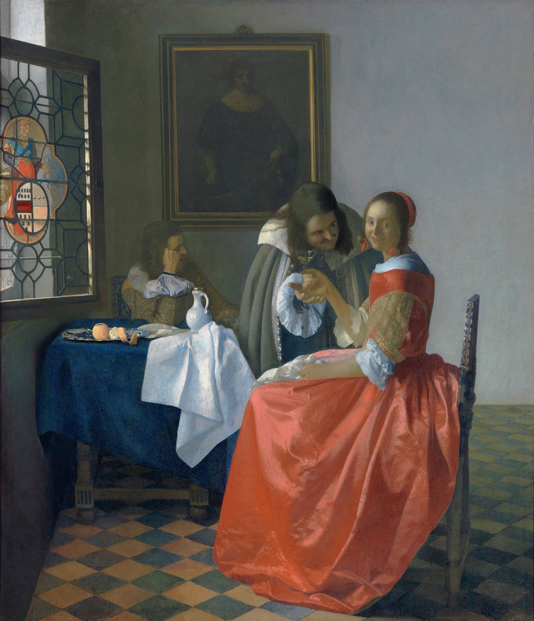Ung kvinna med ett vinglas av Johannes Vermeer