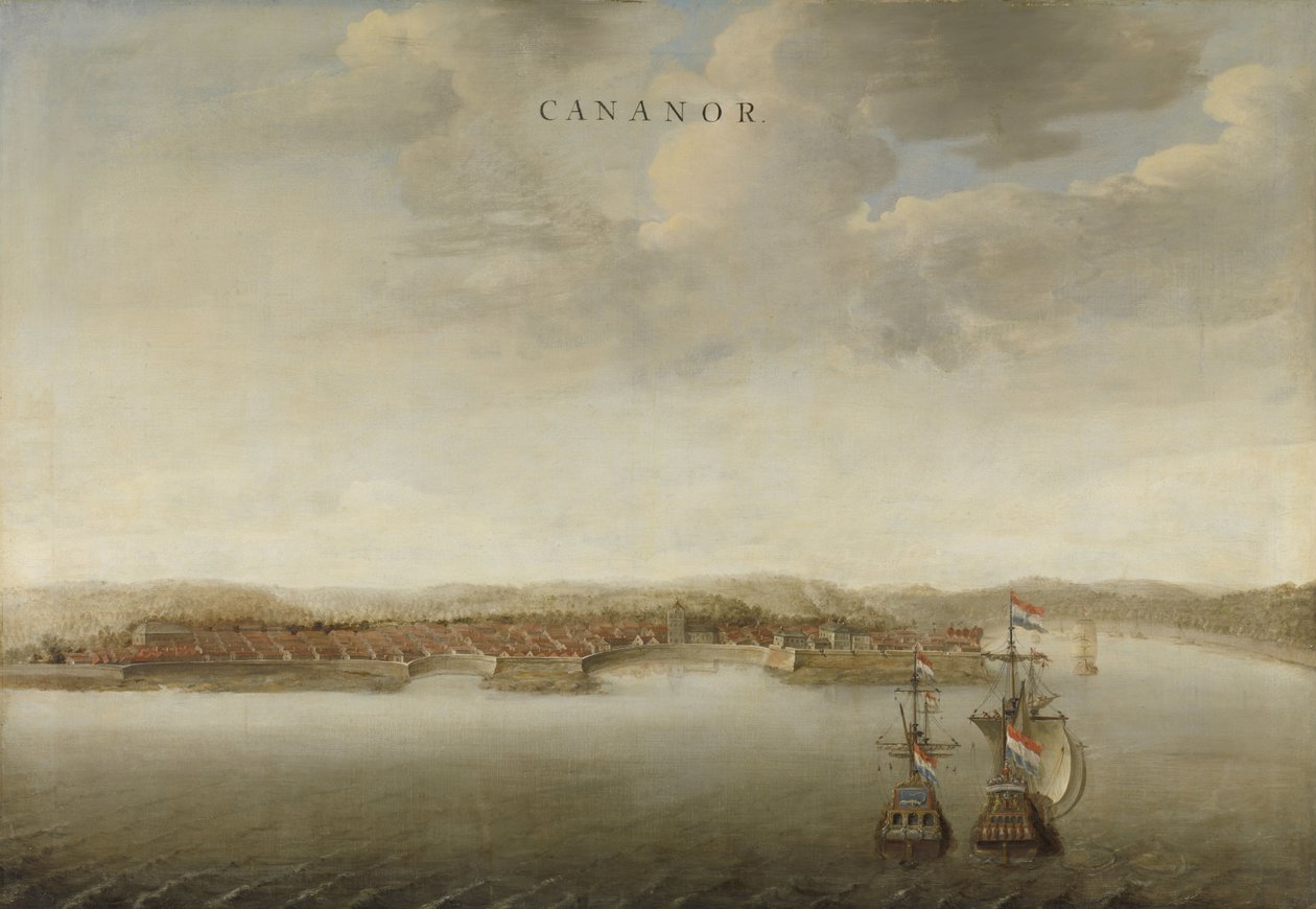 Vy över Cannanore på Malabarkusten i Indien Utsikt över Cananor på Malabarkusten i Indien Canor (titel på objekt) av Johannes Vinckboons (attributed to)