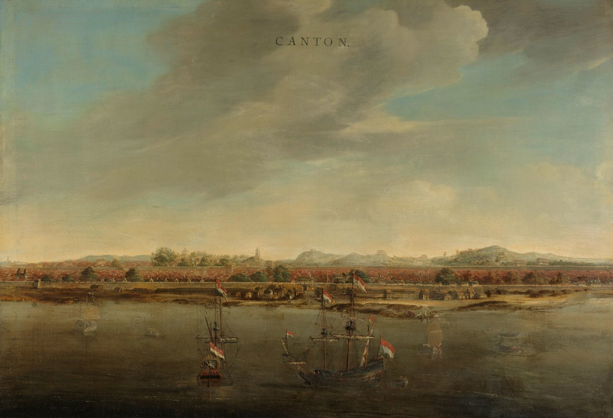 Utsikt över kantonen i Kina Utsikt över kantonen, Kina av Johannes Vinckboons (attributed to)