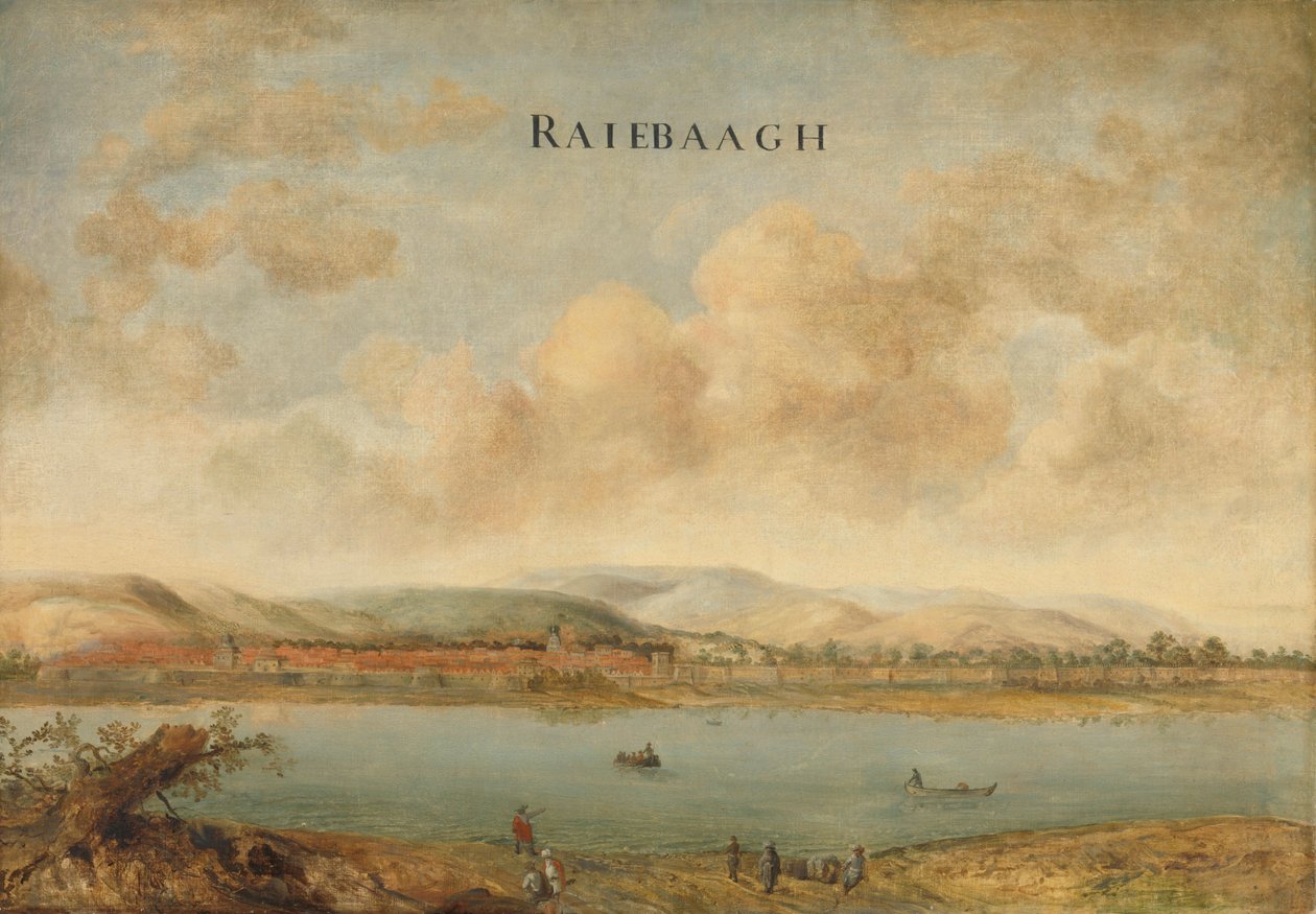 Utsikt över staden Raiebaagh i Visiapoer, Indien, ca. 1662-3 av Johannes Vinckeboons