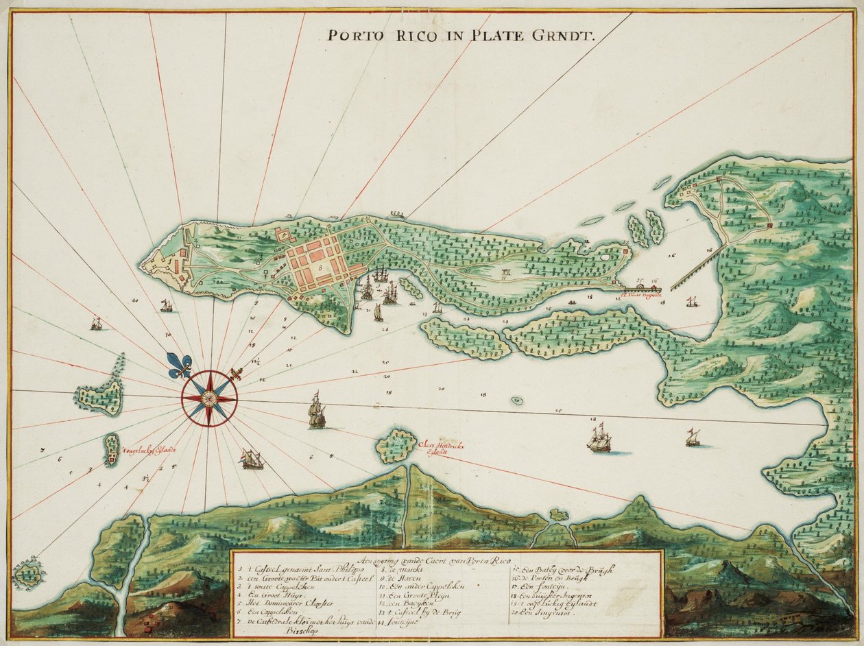 Karta över Puerto Rico av Johannes Vingboons