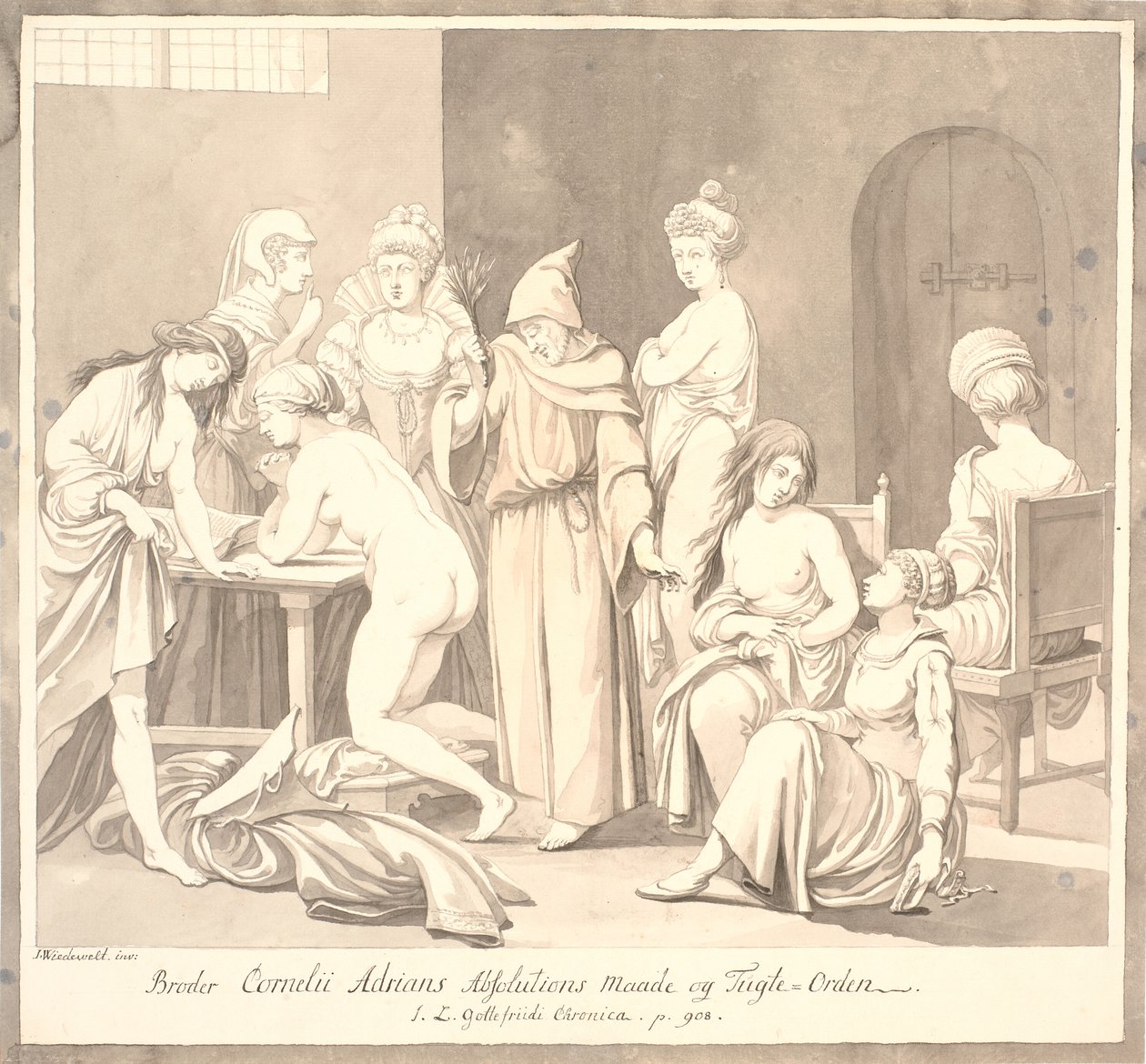 "Broder Cornelius Adrians Absolutions Maade og Tugte=Orden. / J.L. Gottefriidi Chronica. s. 908." av Johannes Wiedewelt