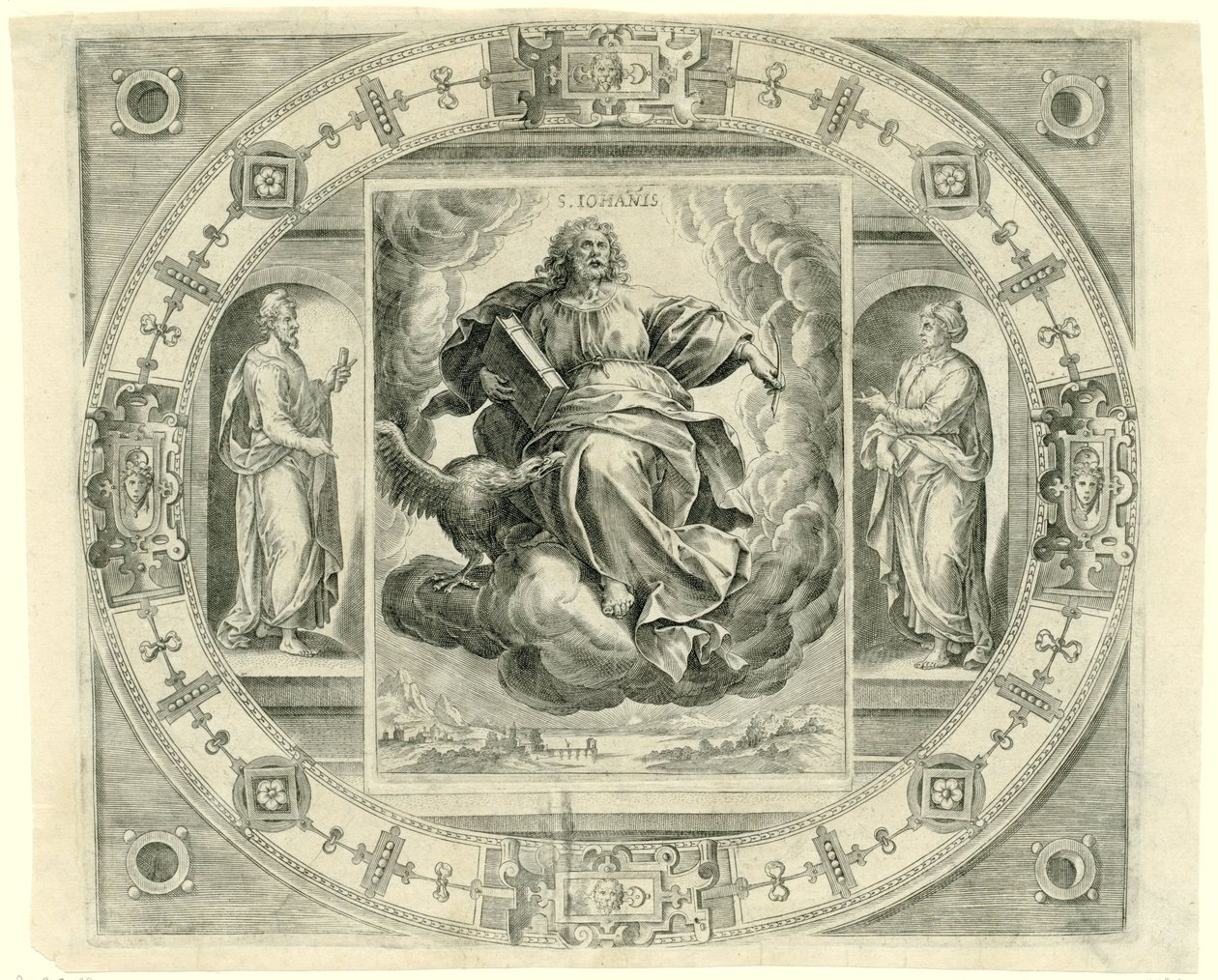 Evangelisten Johannes S. Iohañis (titel på objekt) De fyra evangelisterna (serietitel) av Johannes Wierix (rejected attribution)