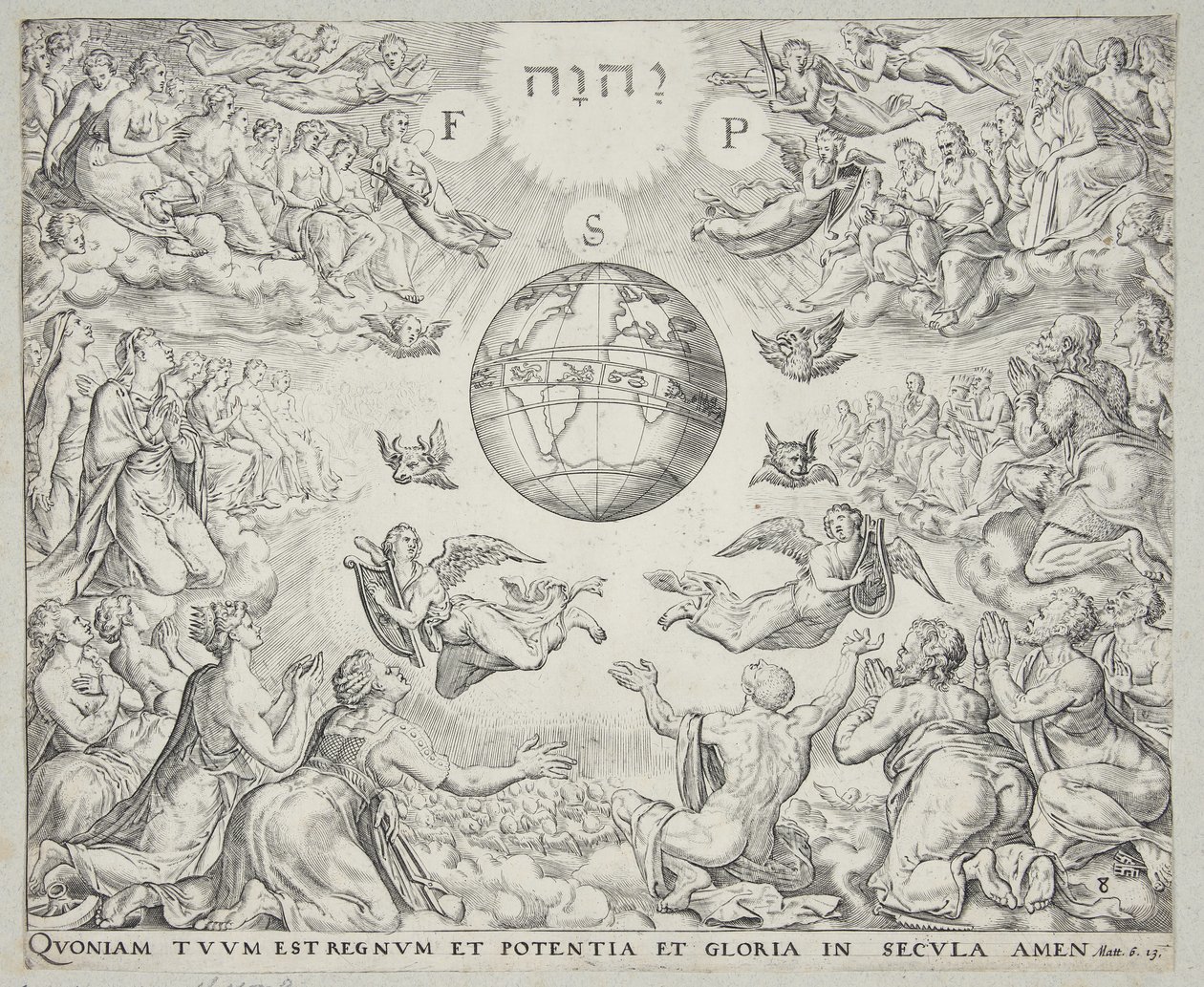 Tillbedjan av treenigheten i himlen av Johannes Wierix