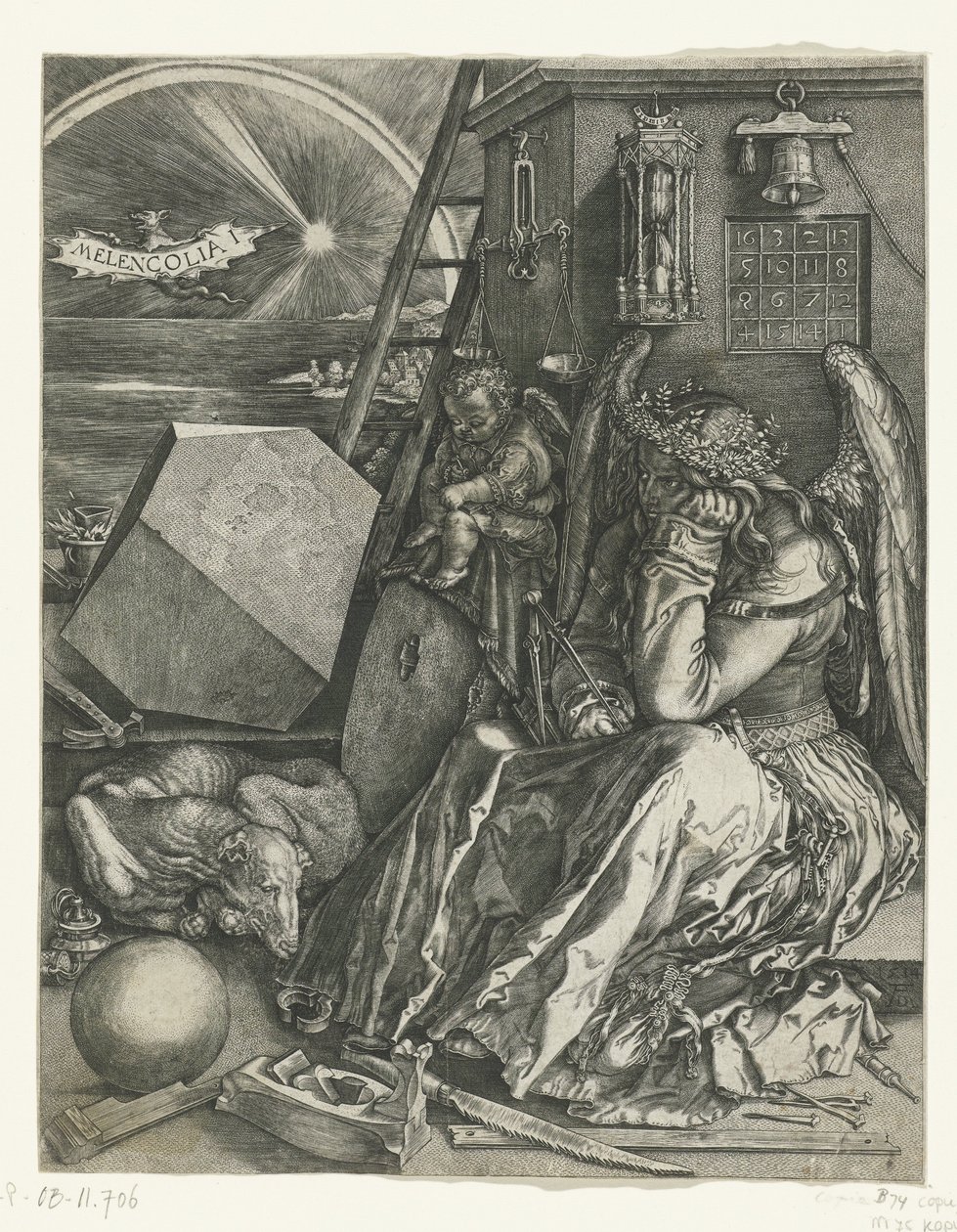 Melankoli Melencolia I (titel på objekt) av Johannes Wierix