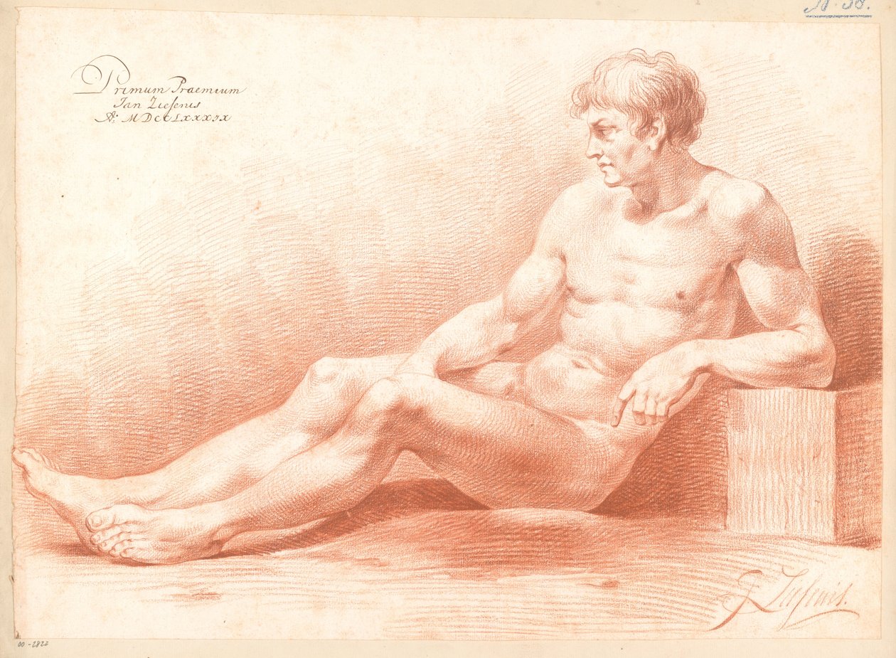 Sittande man naken, sidovy (1:a pris 1789) av Johannes Ziesenis