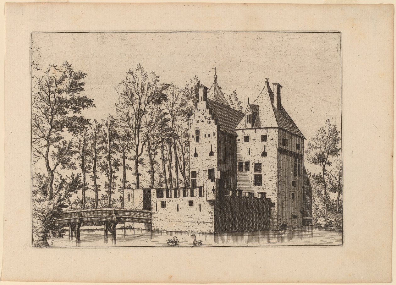 Slott med hissbro av Johannes and Lucas van Doetechum after Master of the Small Landscapes