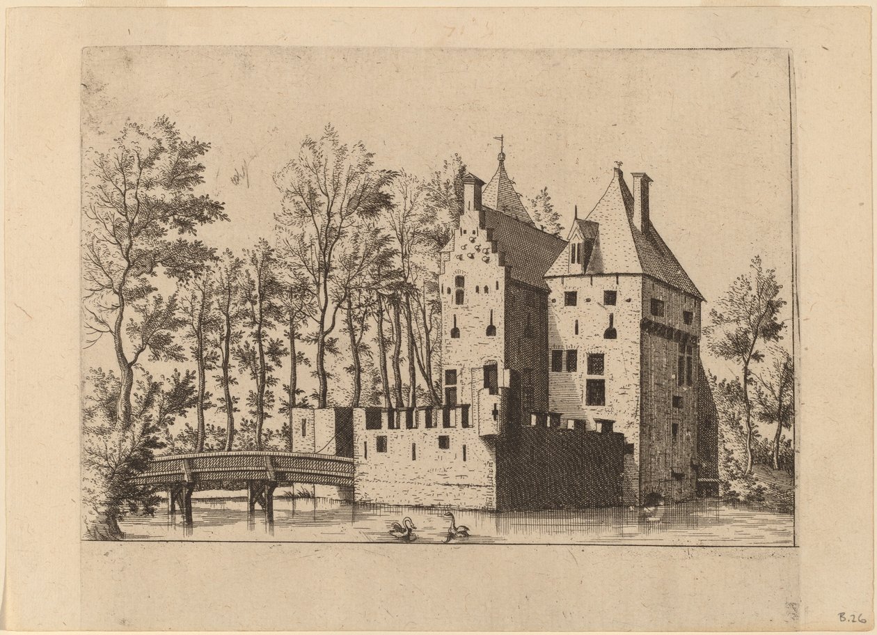Slott med hissbro av Johannes and Lucas van Doetechum after Master of the Small Landscapes