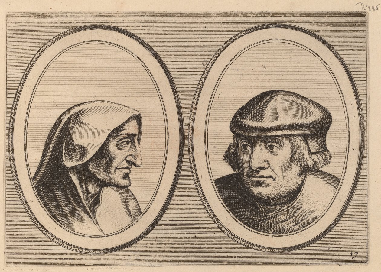 "Erdighe Kniertje" och "Unbekommerde Klaes" av Johannes and Lucas van Doetechum after Pieter Bruegel the Elder