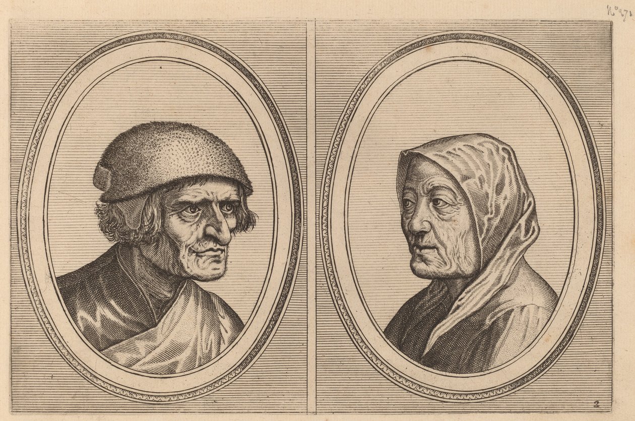 "Artigt Goossen" och "Prijne Lecker-tants" av Johannes and Lucas van Doetechum after Pieter Bruegel the Elder