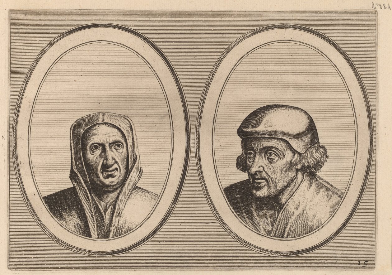 "Beveynsde Hil" och "Listighe Jorden" av Johannes and Lucas van Doetechum after Pieter Bruegel the Elder