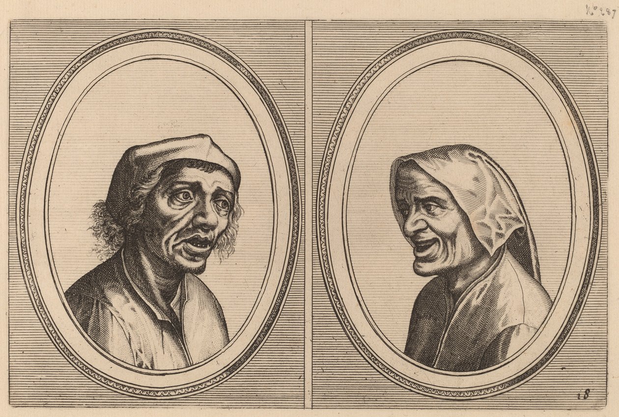"Goe Geurtjen" och "Kribbighe Babbe" av Johannes and Lucas van Doetechum after Pieter Bruegel the Elder