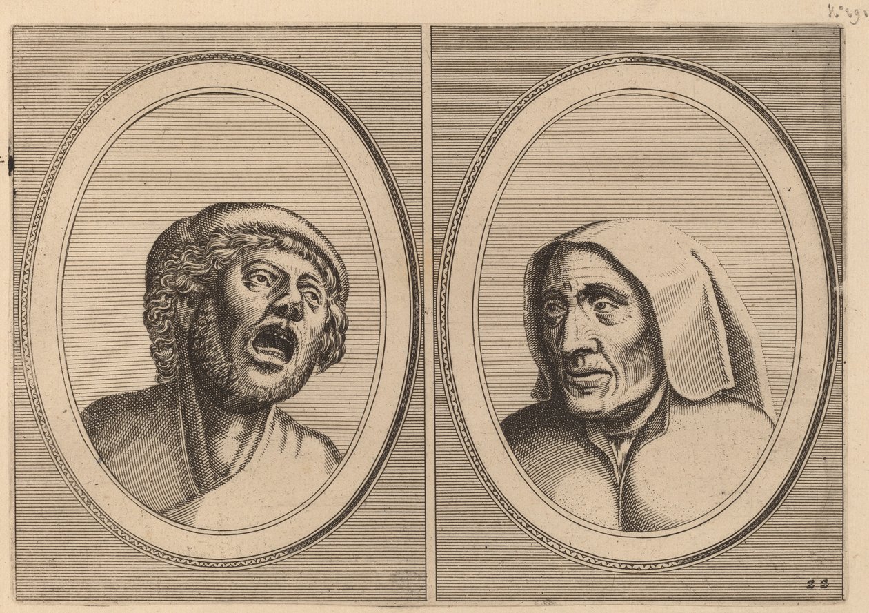"Hansje Singh in Veldt" och "Blaeuwe Aecht" av Johannes and Lucas van Doetechum after Pieter Bruegel the Elder