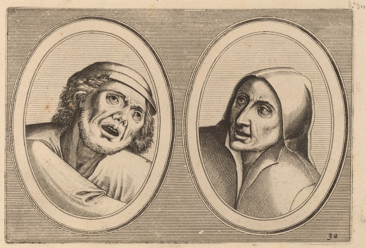 "Harme Snap-op" och "Keursje-sonder-naed" av Johannes and Lucas van Doetechum after Pieter Bruegel the Elder