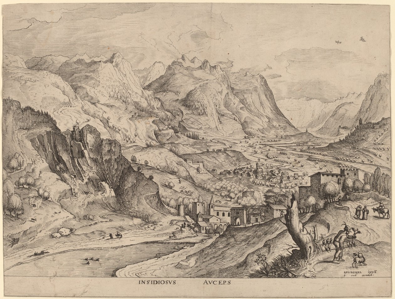 Insidiosus Auceps (The Crafty Bird Catcher) av Johannes and Lucas van Doetechum after Pieter Bruegel the Elder