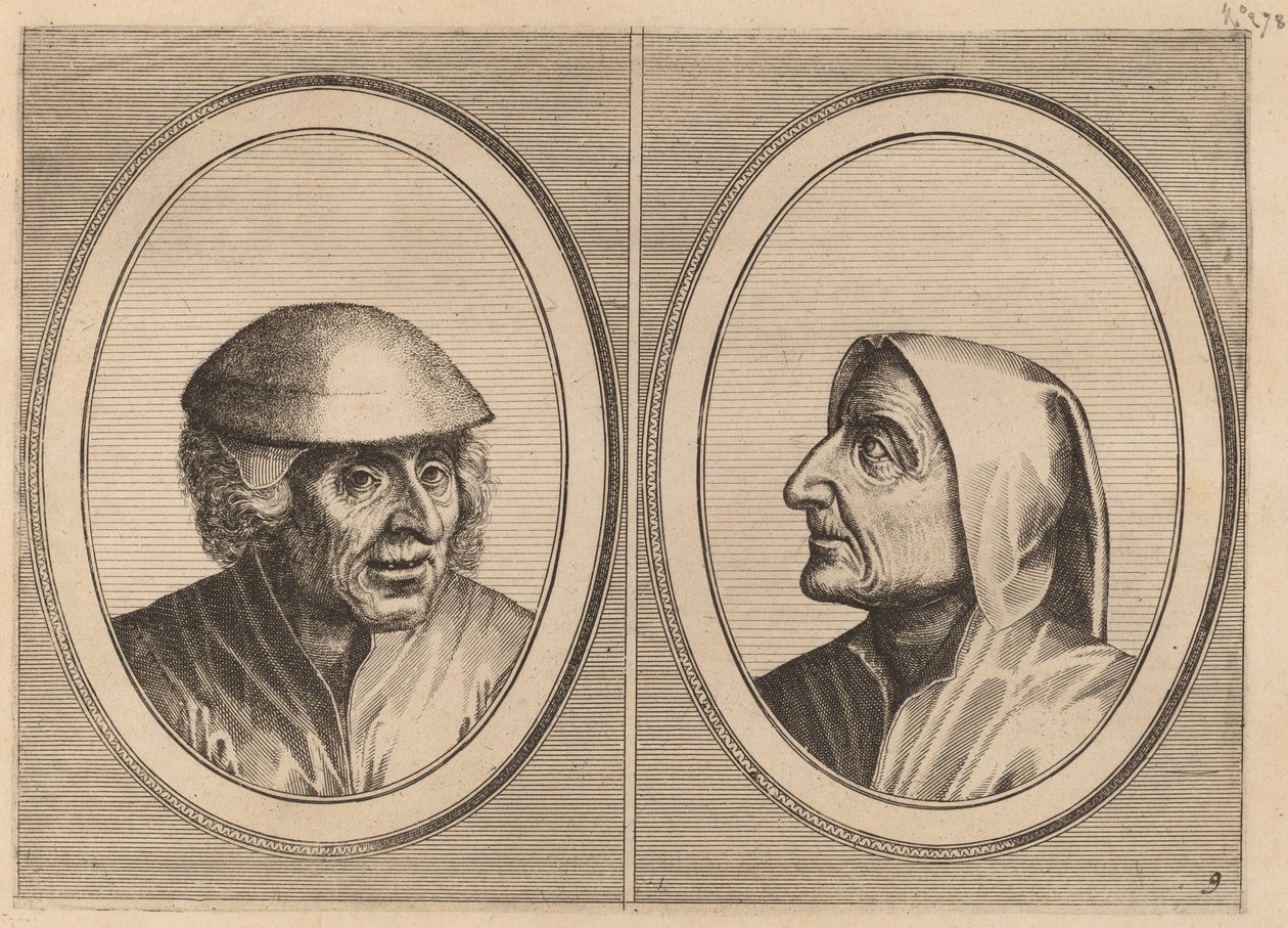 "Kees Geldt-sack" och "Kaarighe Truy" av Johannes and Lucas van Doetechum after Pieter Bruegel the Elder
