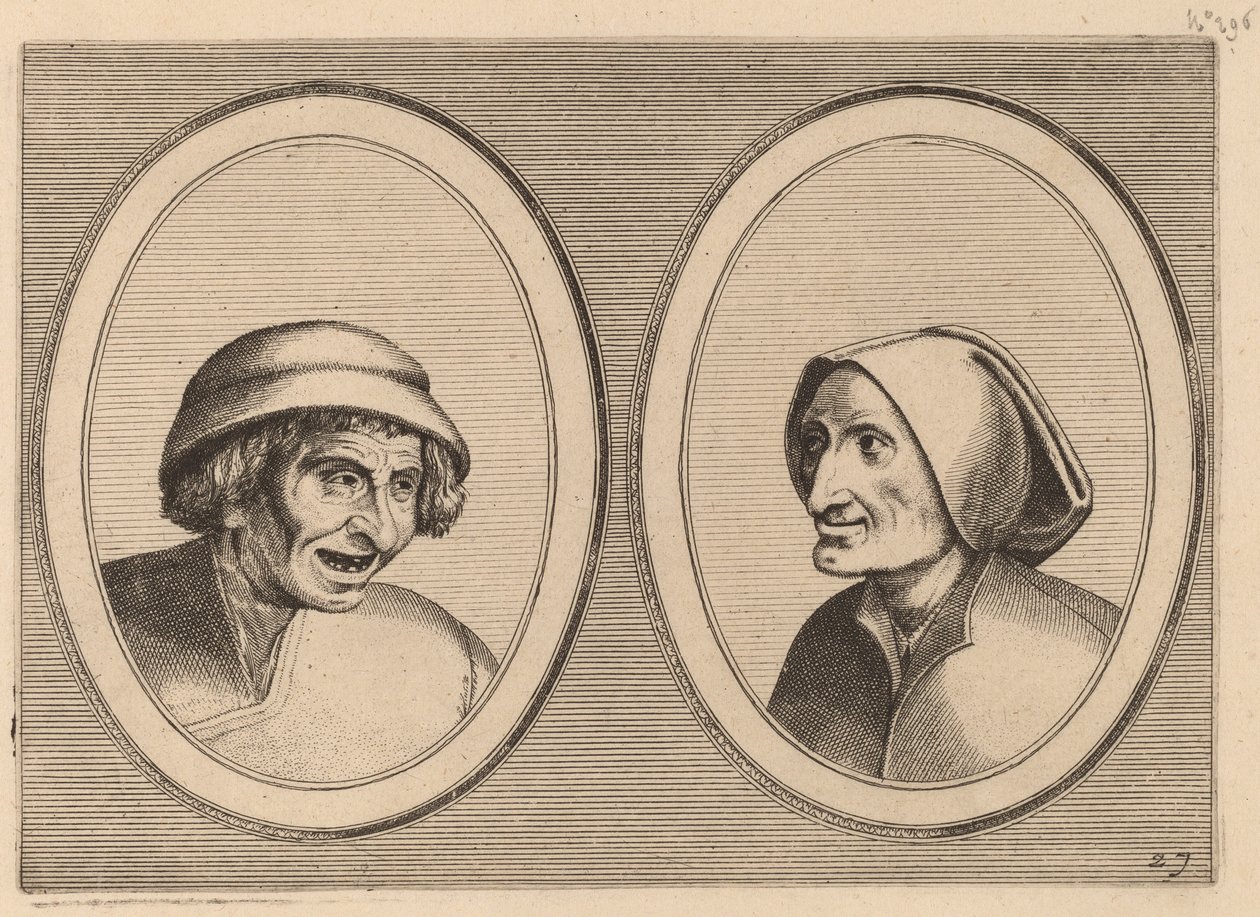"Keesje Licht-hart" och "Verblinde Swaen" av Johannes and Lucas van Doetechum after Pieter Bruegel the Elder