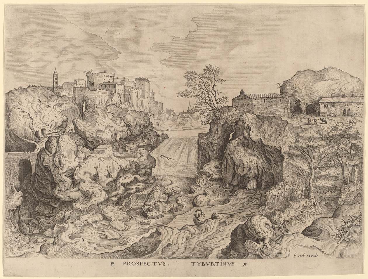 Prospectus Tyburtinus (Utsikt över Tibern) av Johannes and Lucas van Doetechum after Pieter Bruegel the Elder
