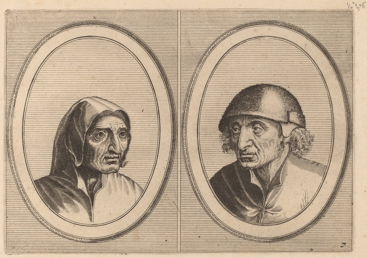 "Rijckje Schimmel-penninghs" och "Lubbert Leever-korv" av Johannes and Lucas van Doetechum after Pieter Bruegel the Elder