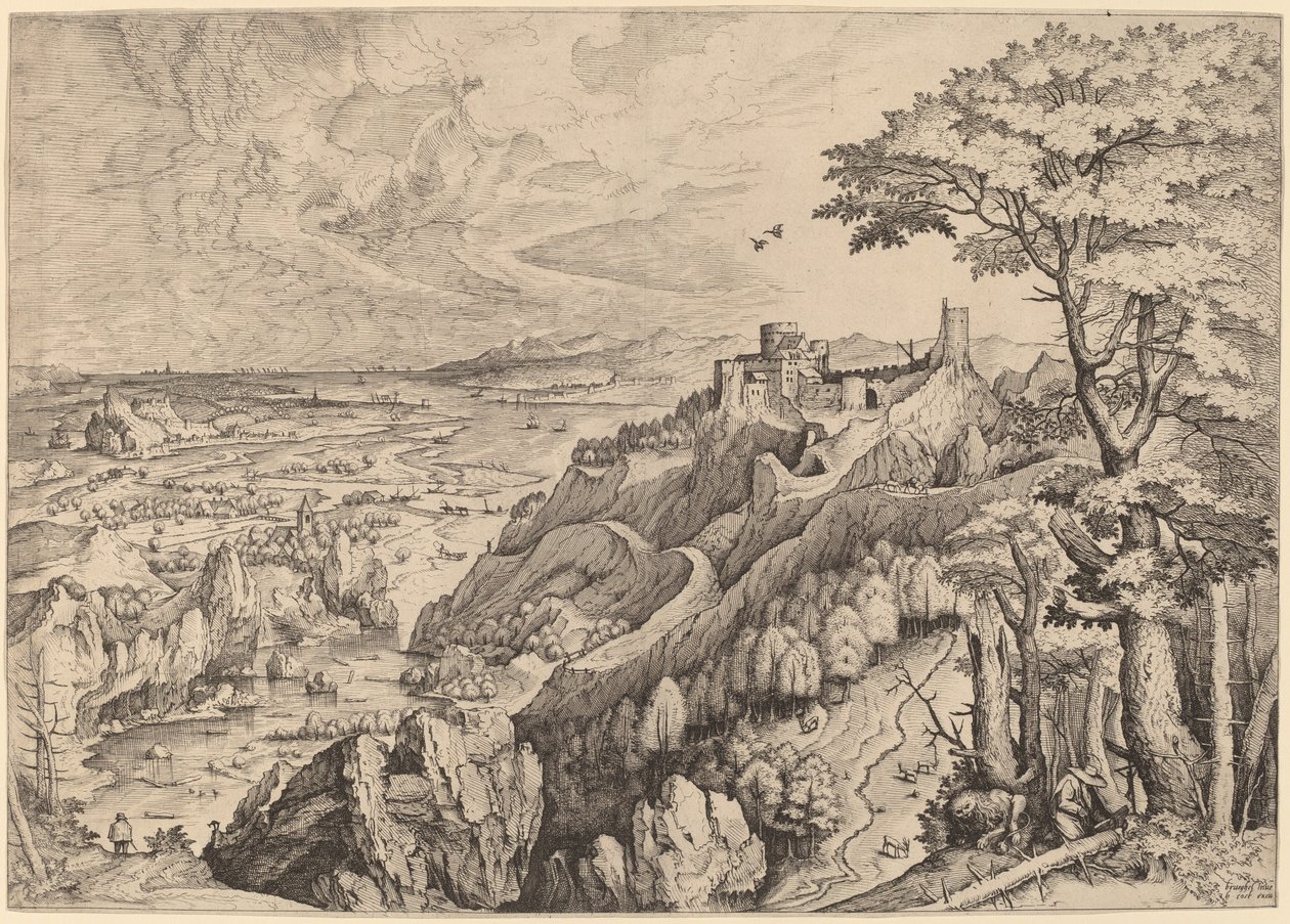 S. Hieronymus in Deserto (Saint Hieronymus i öknen) av Johannes and Lucas van Doetechum after Pieter Bruegel the Elder