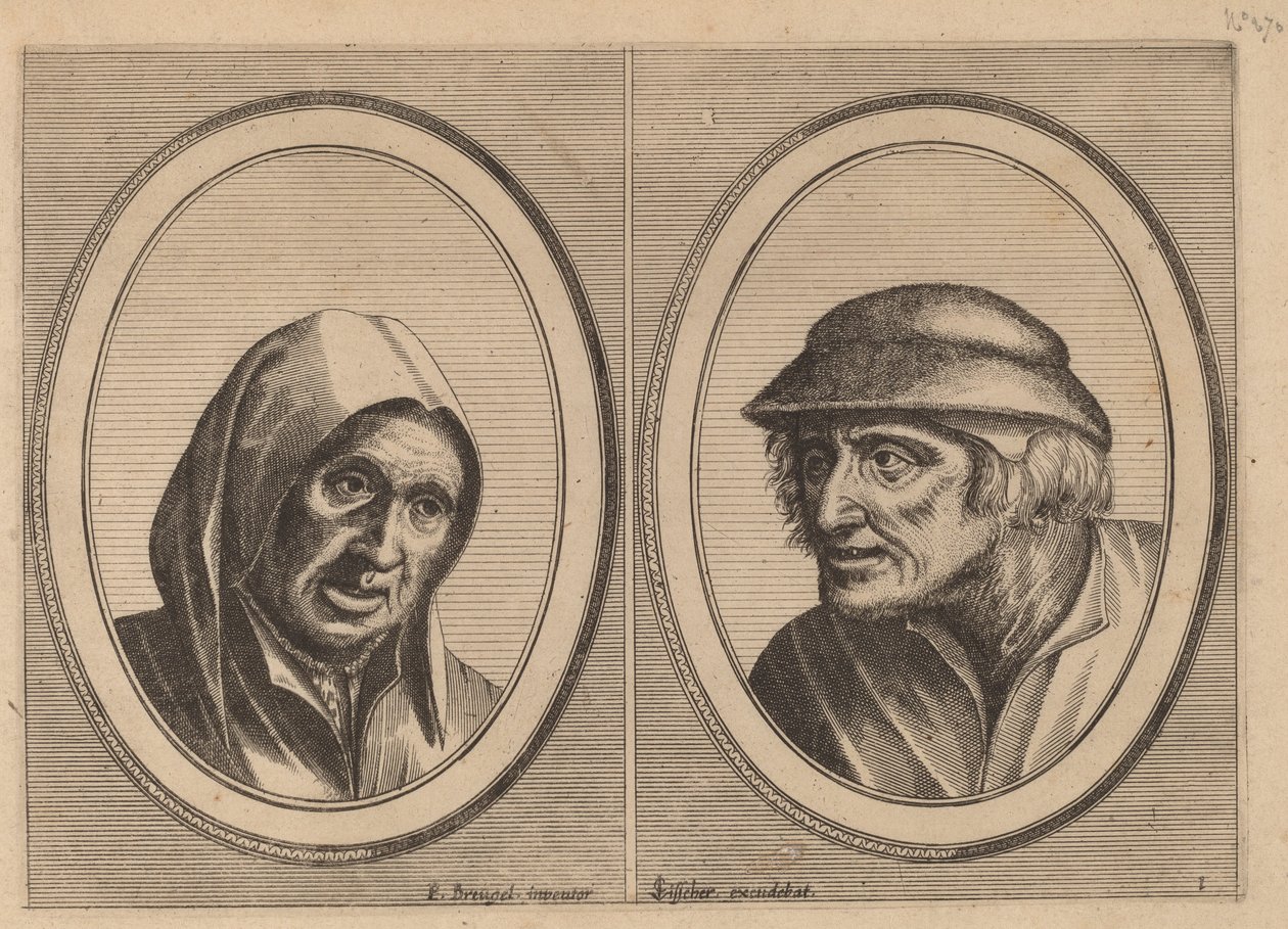 "Susanna Smuls" och "Leuye Joost" av Johannes and Lucas van Doetechum after Pieter Bruegel the Elder