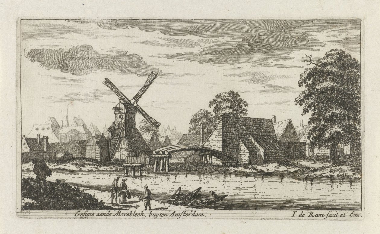 アムステルダム郊外のモレブルの眺め Gesigie aan de Morebleek buijten Amsterdam (オブジェクトのタイトル)スウェーデン語 av Johannes de Ram