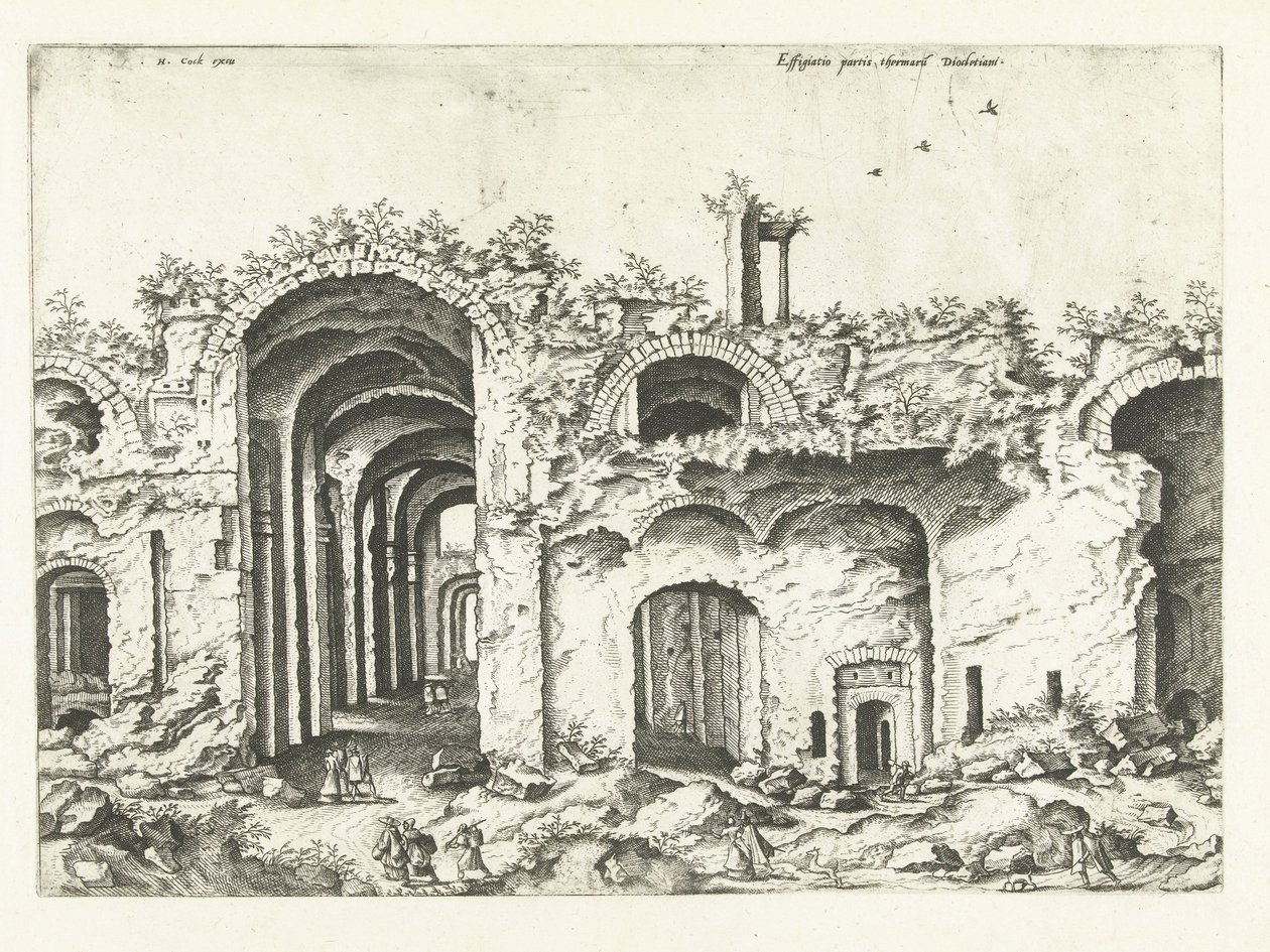 Tredje utsikten över Diocletianus bad Romerska ruiner, 1561 (serietitel) av Johannes of Lucas van Doetechum (attributed to)