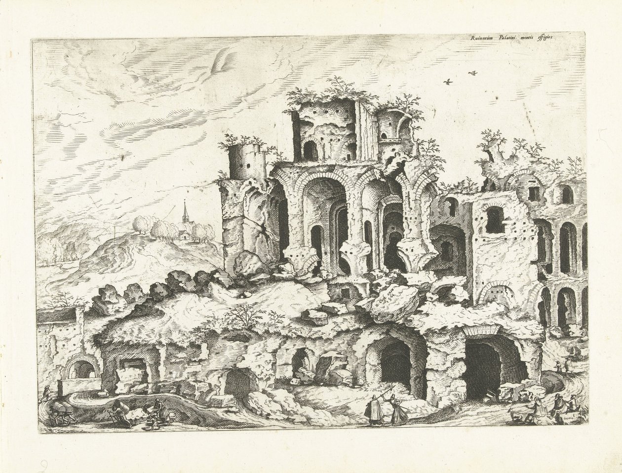 Tredje vy av ruinerna av Palatine Hill Romerska ruiner, 1561 (serietitel) av Johannes of Lucas van Doetechum (attributed to)