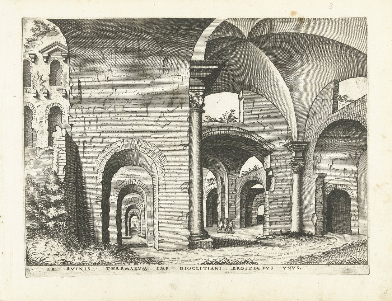 Utsikt över Diocletianus bad Romerska ruiner, 1561 (serietitel) av Johannes of Lucas van Doetechum (attributed to)