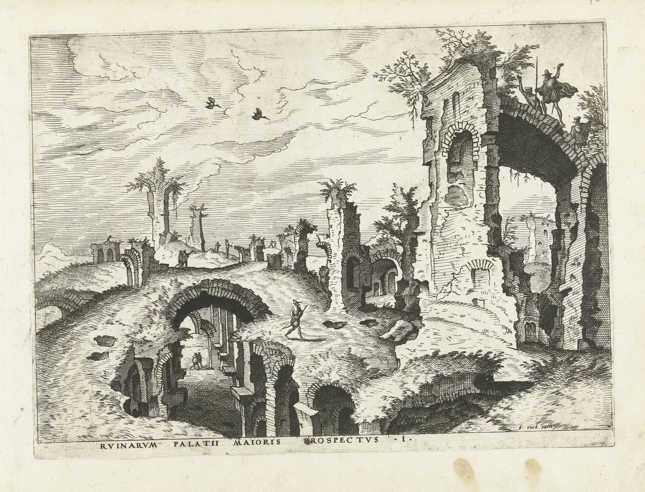 Utsikt över ruinerna på Palatine Hill Romerska ruiner, 1561 (serietitel) av Johannes of Lucas van Doetechum (attributed to)