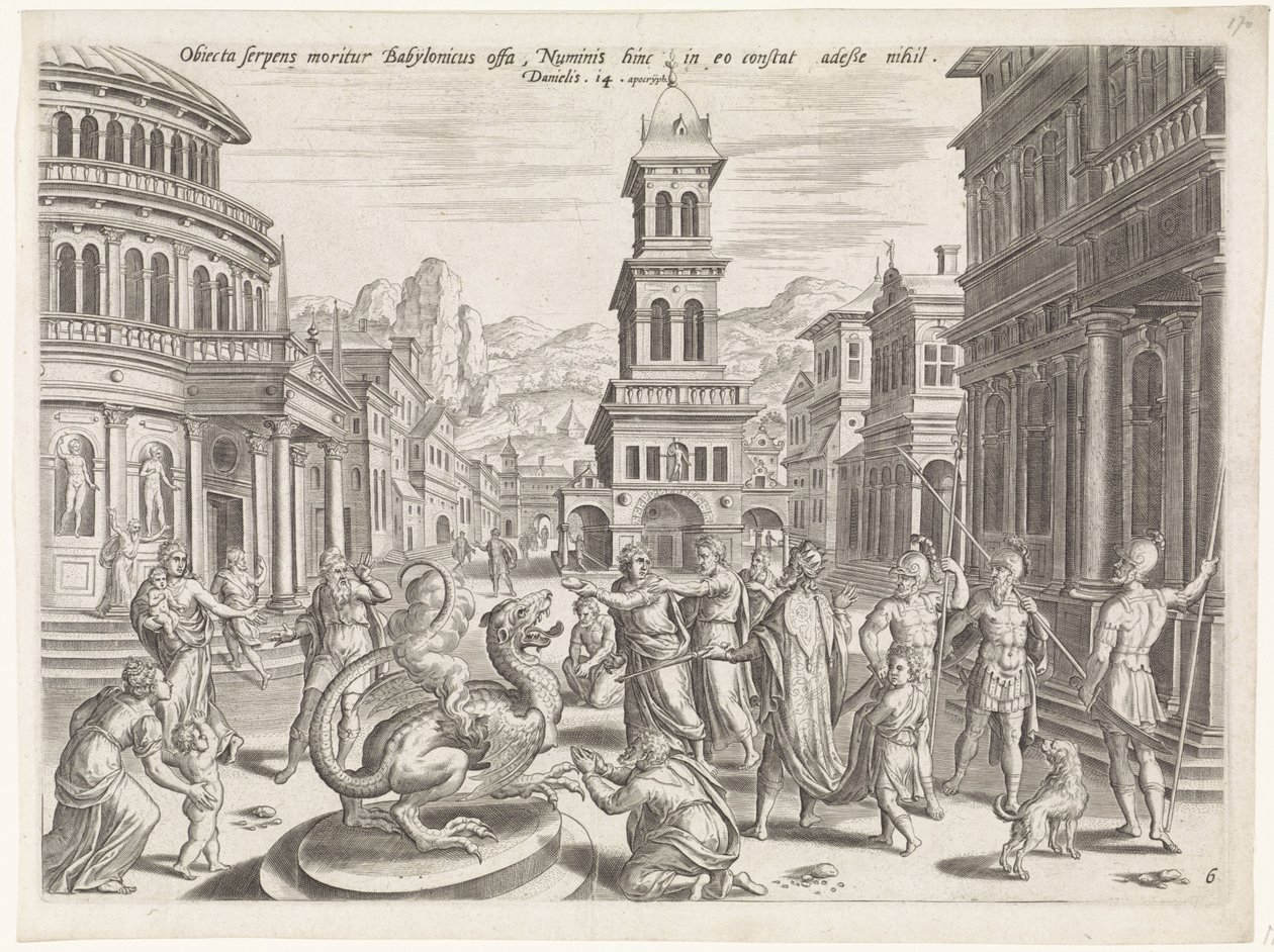 Daniel och draken History of Daniel (serietitel) Theatrum biblicum (...) (serietitel) av Johannes of Lucas van Doetechum
