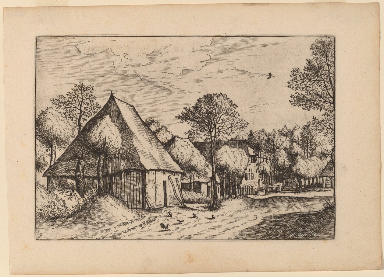 En gård med en dragbrunn av Johannes van Doetechum, the Elder and Lucas