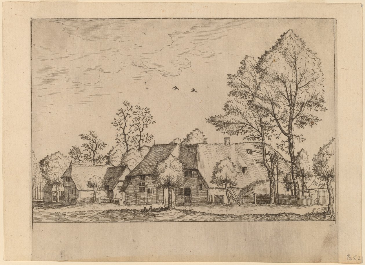Stor gård med dragbrunn av Johannes van Doetechum, the Elder and Lucas