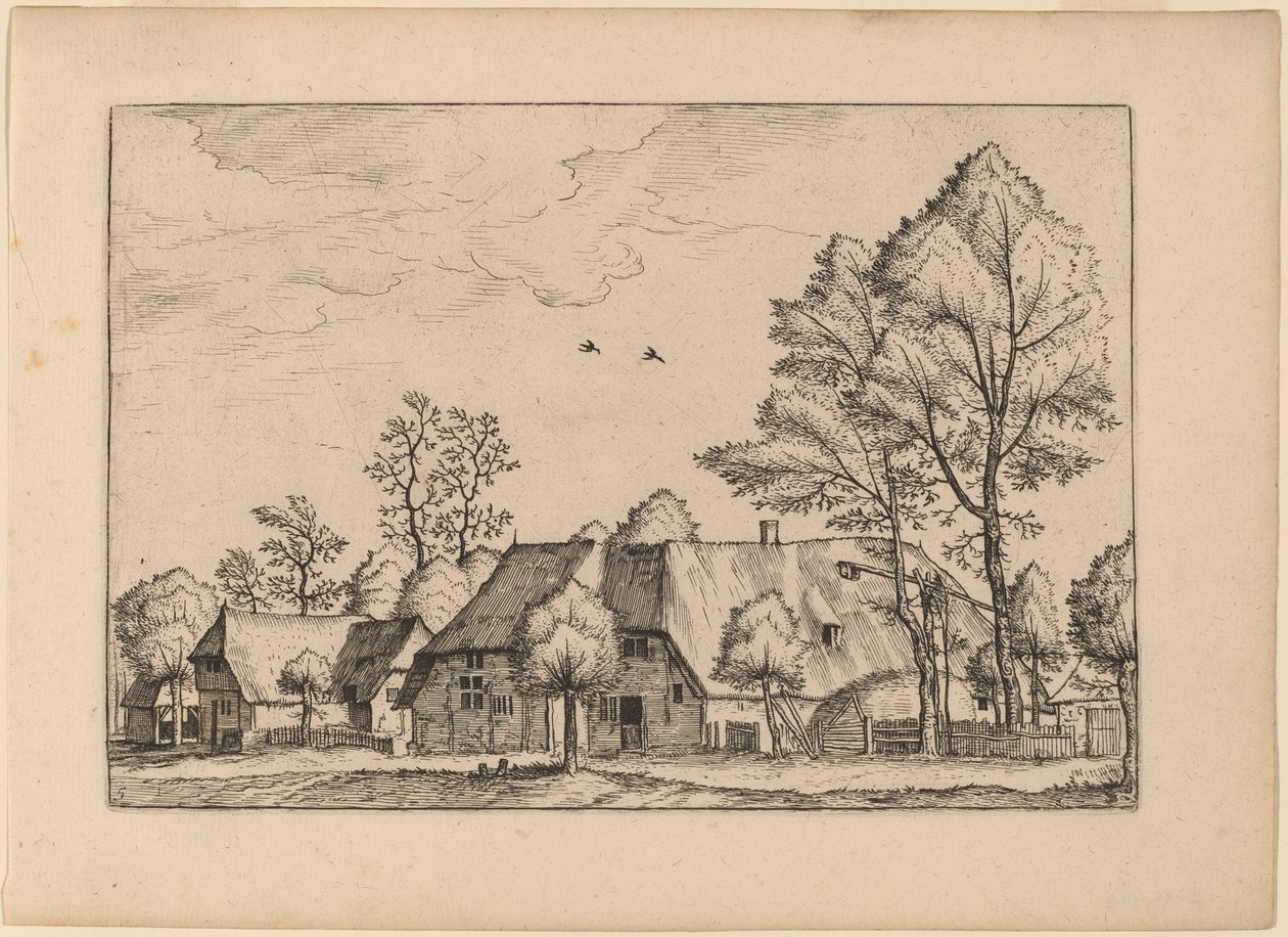 Stor gård med dragbrunn av Johannes van Doetechum, the Elder and Lucas